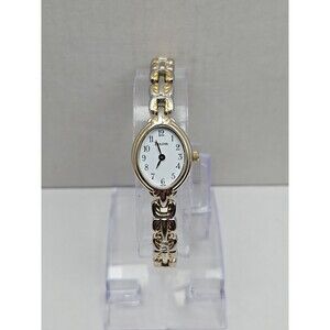 Bulova Womens Two Tone Oval Quartz Bracelet Watch Water Resistant New Battery